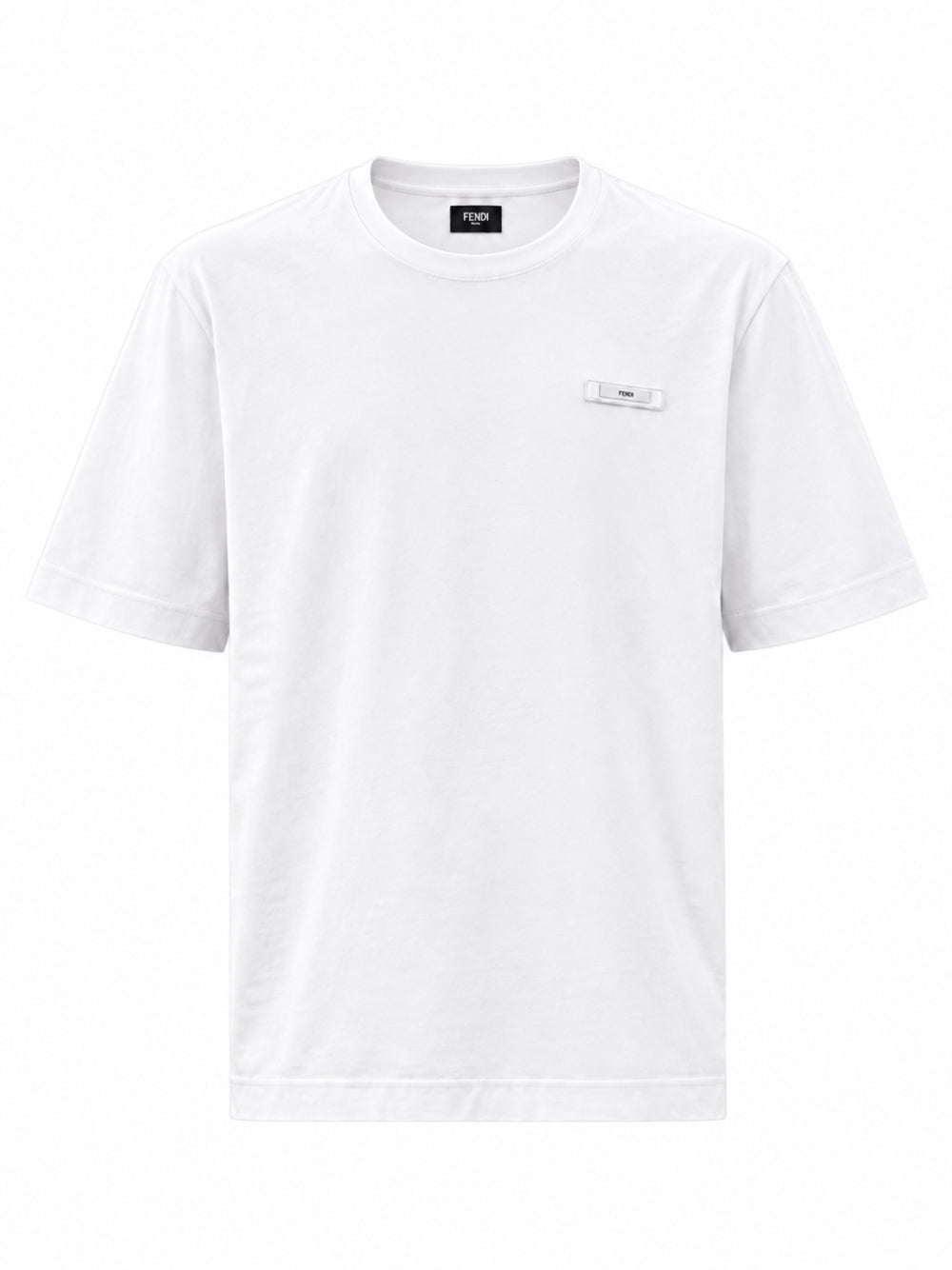 Fendi Logo Patch Crewneck T-Shirt White | FY0936 AQJE