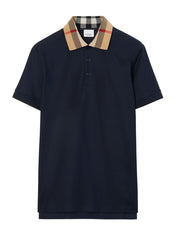 Burberry Vintage Check Print Collar Polo Shirt Navy blue