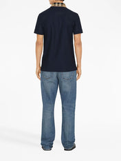 Burberry Vintage Check Print Collar Polo Shirt Navy blue