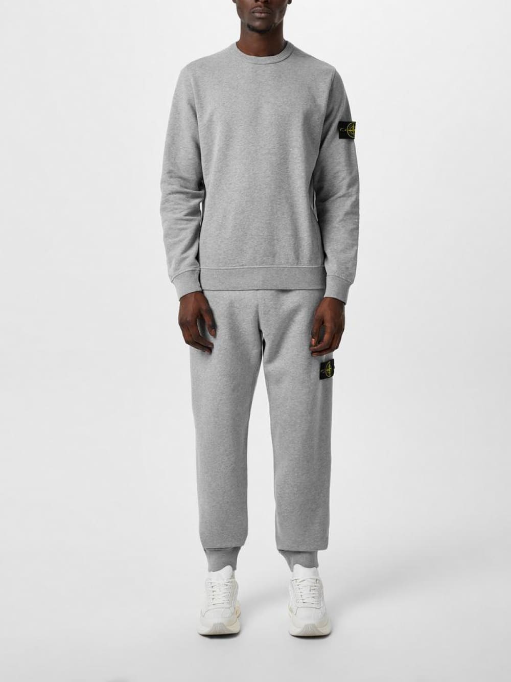 Stone Island Logo Patch Cotton Sweatshirt Grey