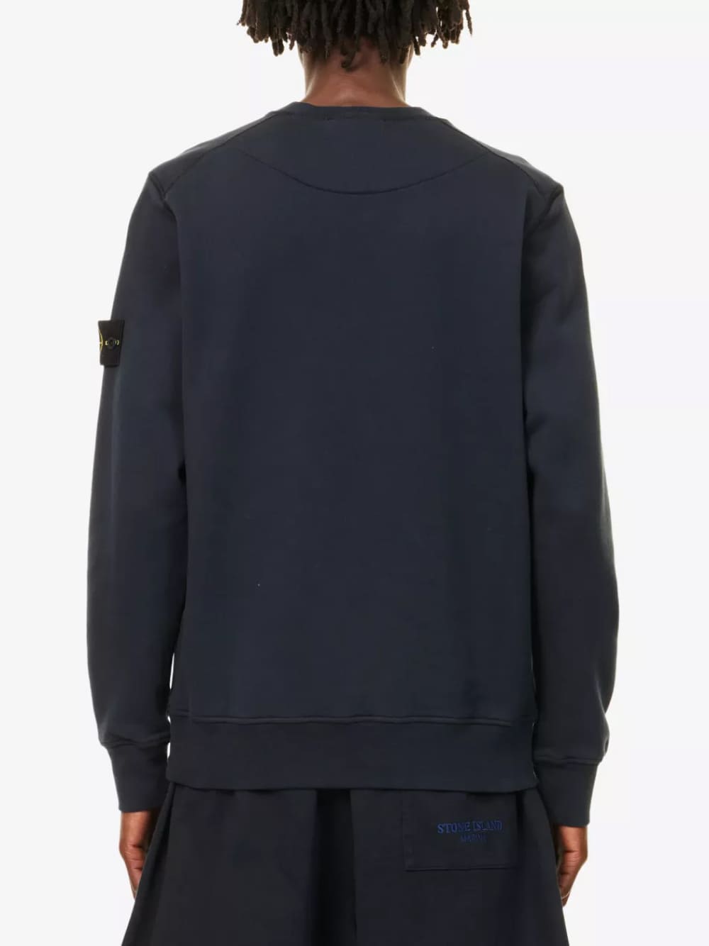 Stone Island Logo Patch Cotton Sweatshirt Navy