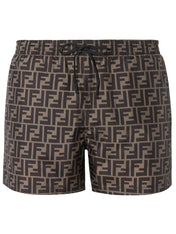Fendi FF Print Swim Shorts Brown Monogram