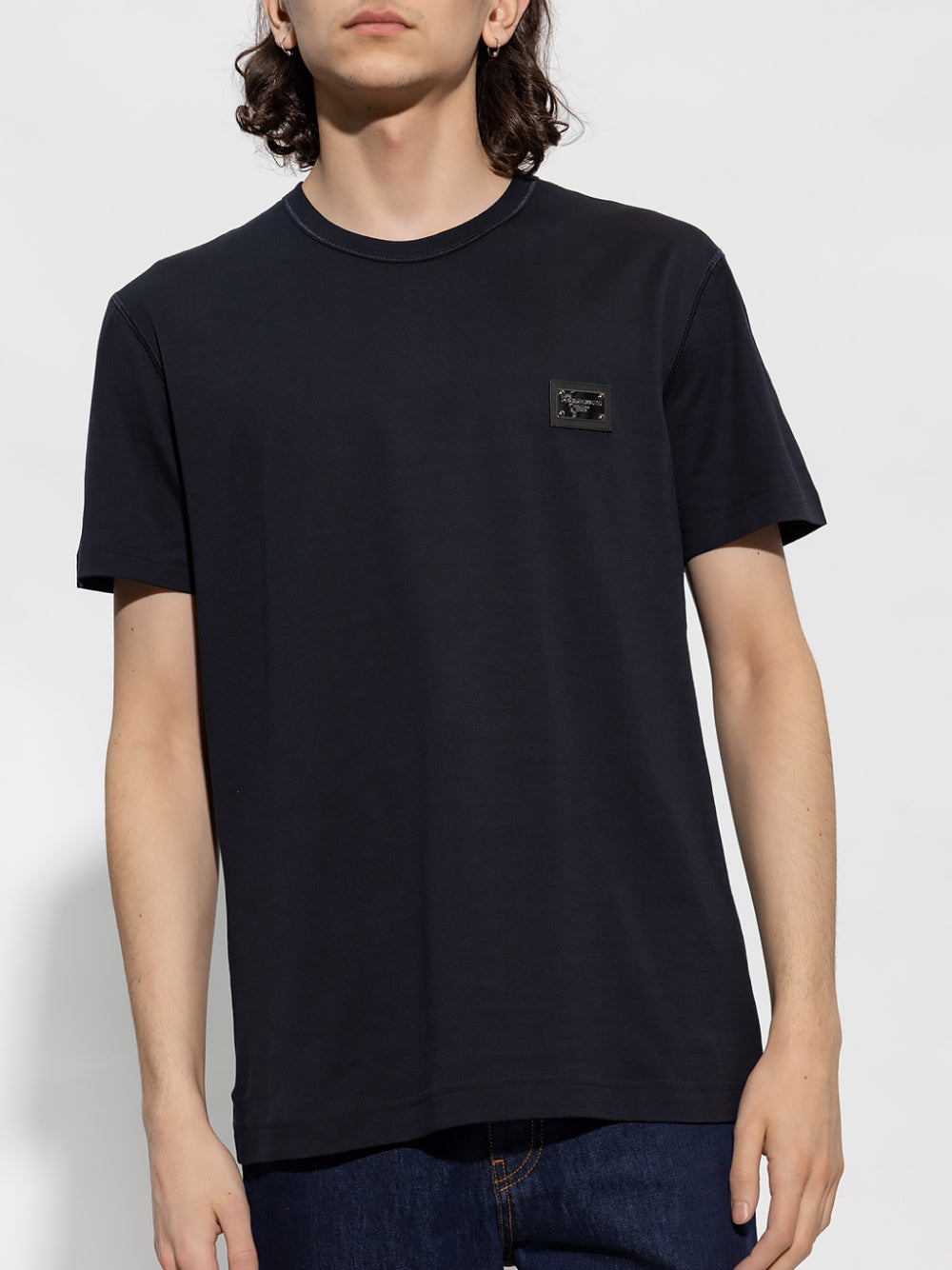 Dolce & Gabbana Plaque Logo T-Shirt Navy