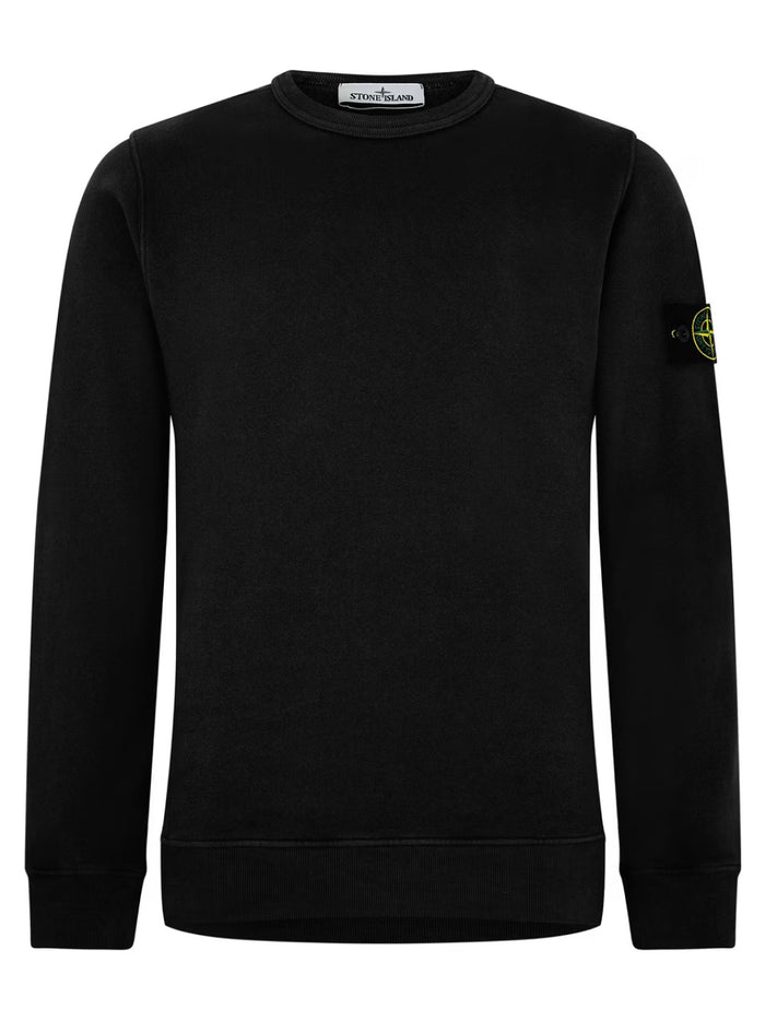 Stone Island Logo Patch Cotton Sweatshirt Black