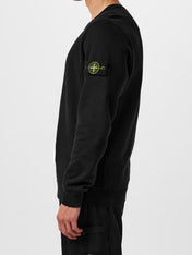 Stone Island Logo Patch Cotton Sweatshirt Black