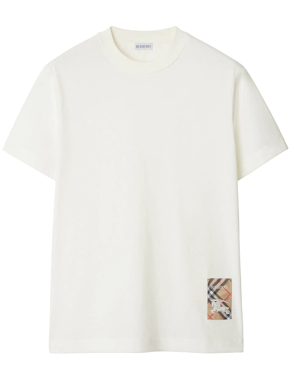 Burberry Check-Logo Patch Cotton T-Shirt White