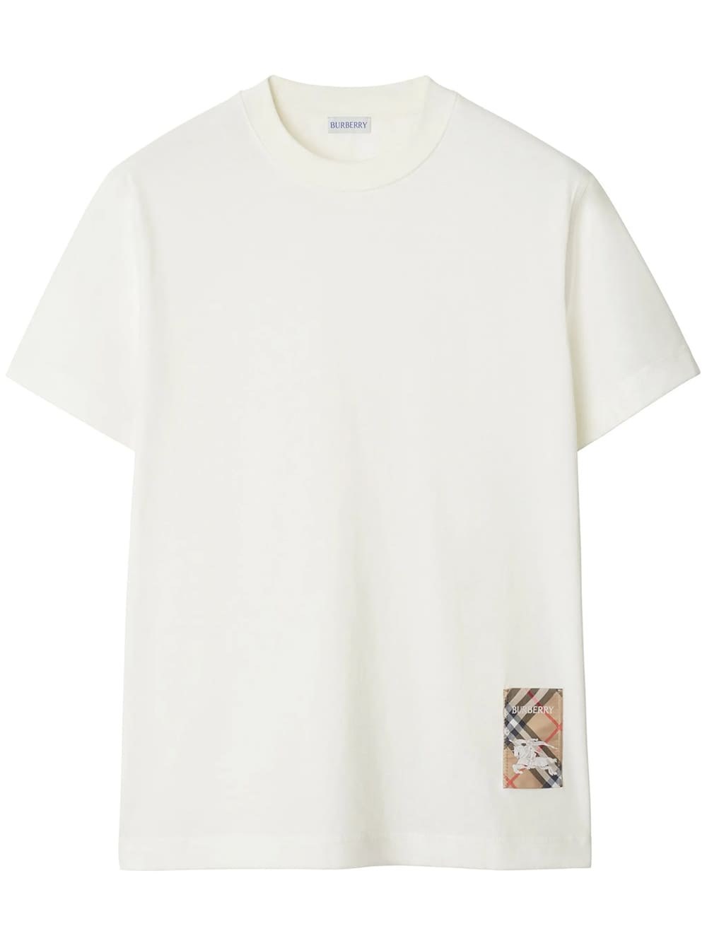 Check Logo Patch Cotton T Shirt
