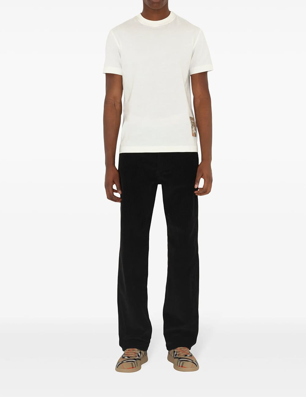 Burberry Check-Logo Patch Cotton T-Shirt White
