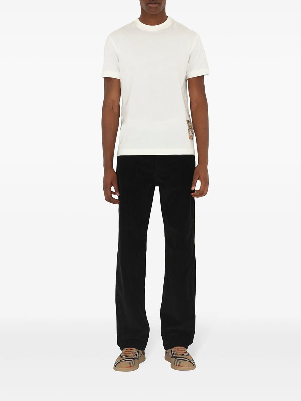 Burberry Check-Logo Patch Cotton T-Shirt White