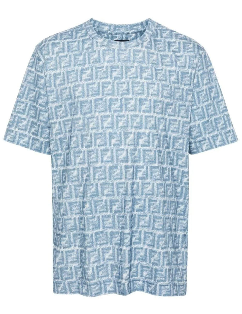 Fendi Fringed Effect FF Print Oversized T-Shirt Blue