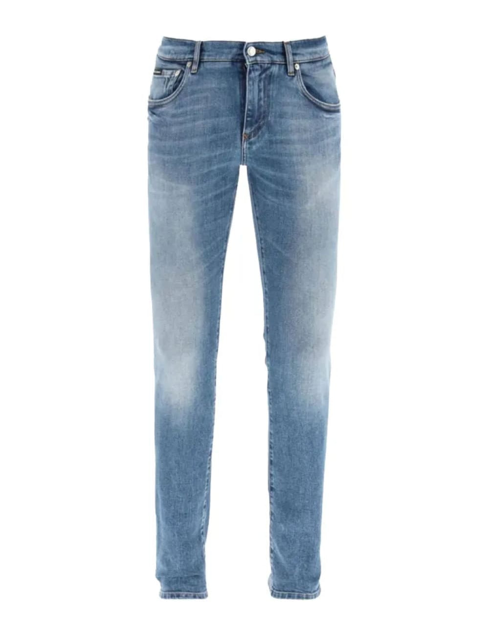 Dolce & Gabbana Logo Plaque Slim Fit Cotton Jeans