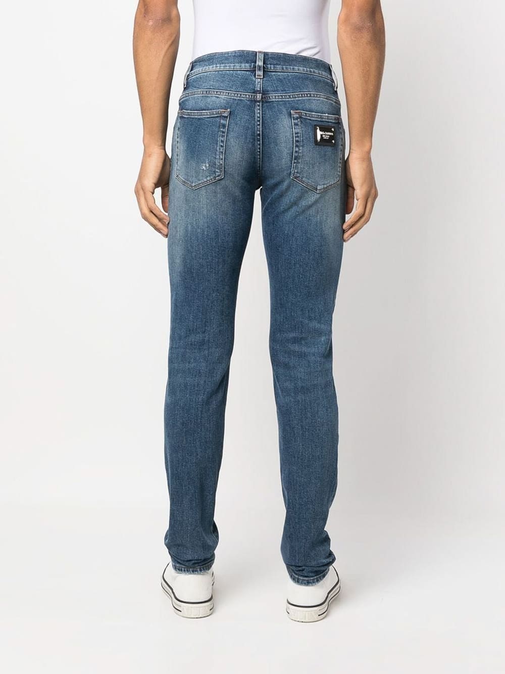 Dolce & Gabbana Logo Plaque Slim Fit Cotton Jeans