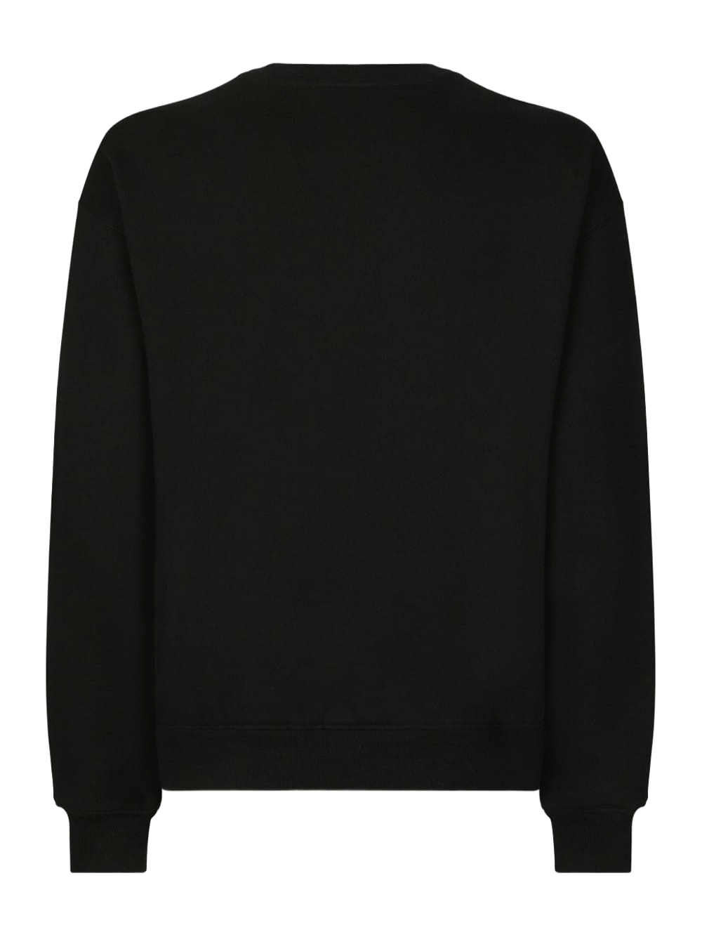 Dolce & Gabbana Logo Flock Cotton Sweatshirt Black