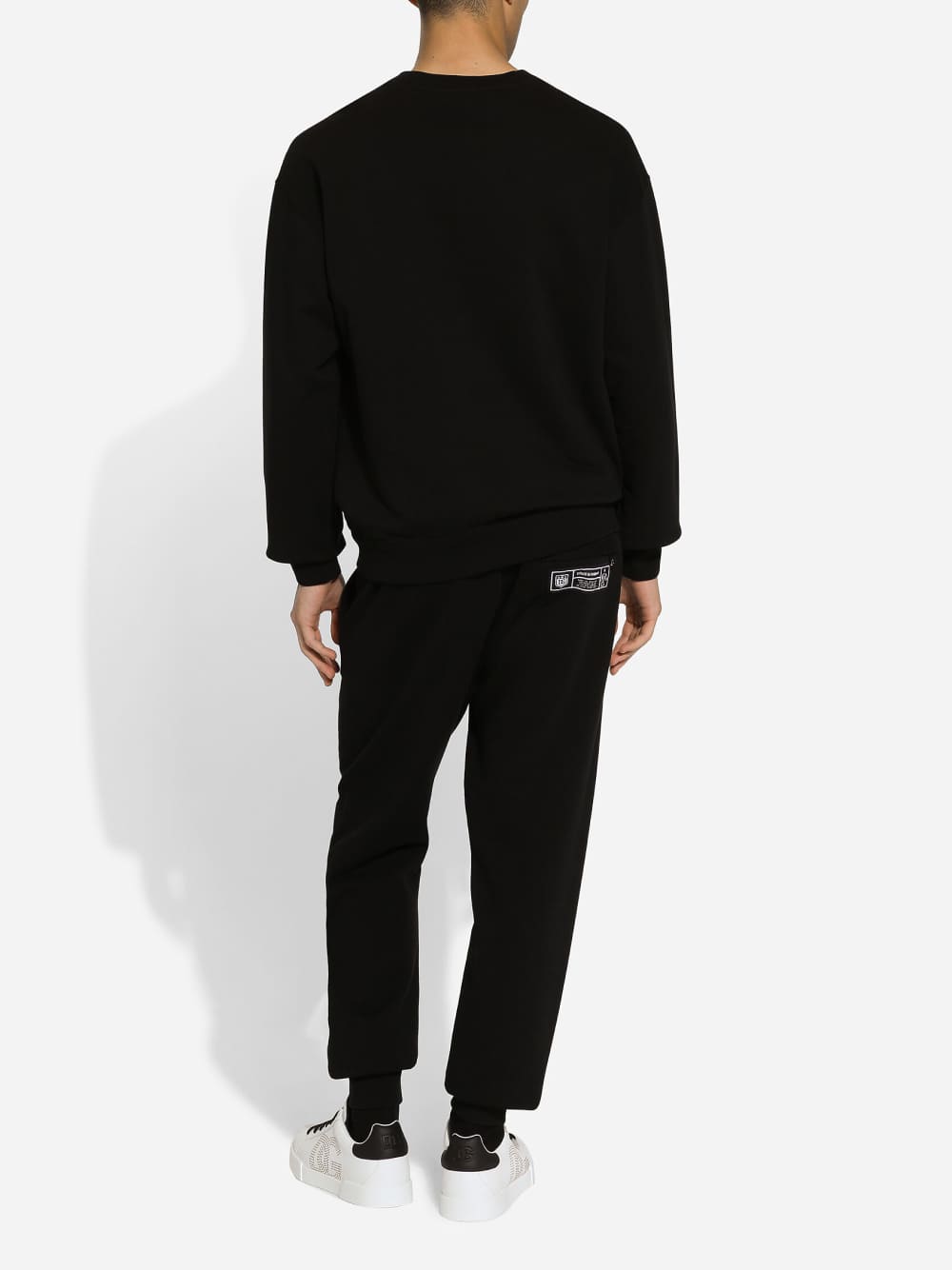 Dolce & Gabbana Logo Flock Cotton Sweatshirt Black