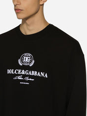 Dolce & Gabbana Logo Flock Cotton Sweatshirt Black