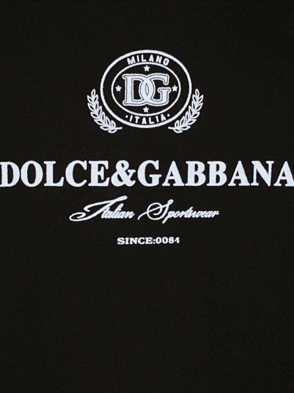 Dolce & Gabbana Logo Flock Cotton Sweatshirt Black