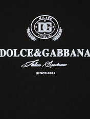 Dolce & Gabbana Logo Flock Cotton Sweatshirt Black