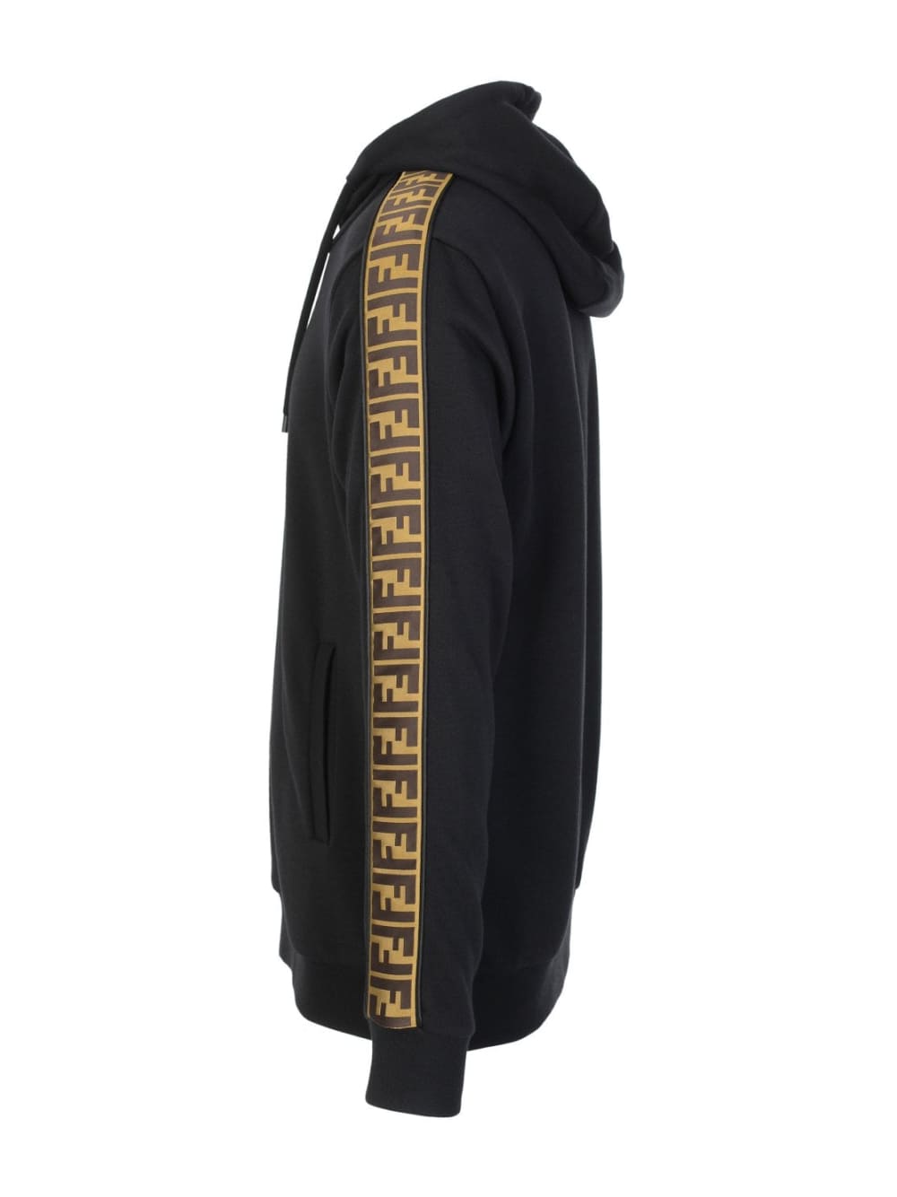 Fendi Felpa Logo-Trim Hooded Sweatshirt Black