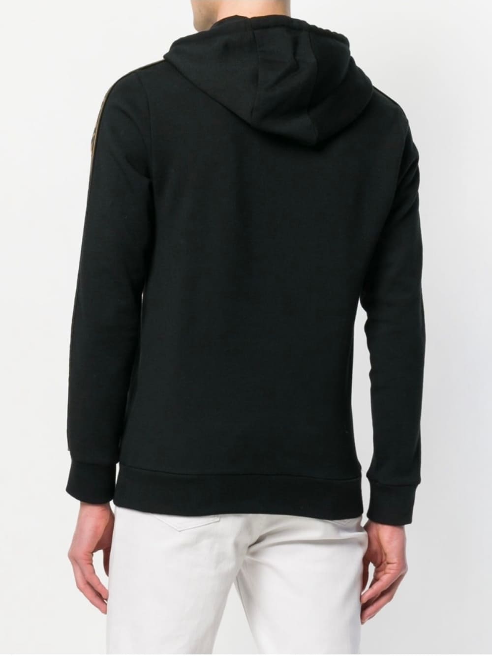 Fendi Felpa Logo-Trim Hooded Sweatshirt Black