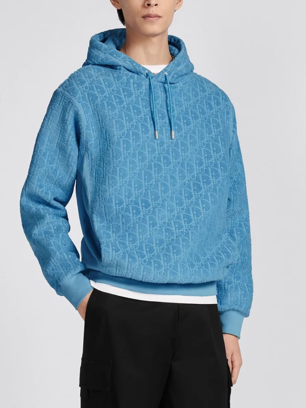 Dior Oblique Hooded Sweatshirt Terry Blue