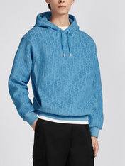 Dior Oblique Hooded Sweatshirt Terry Blue