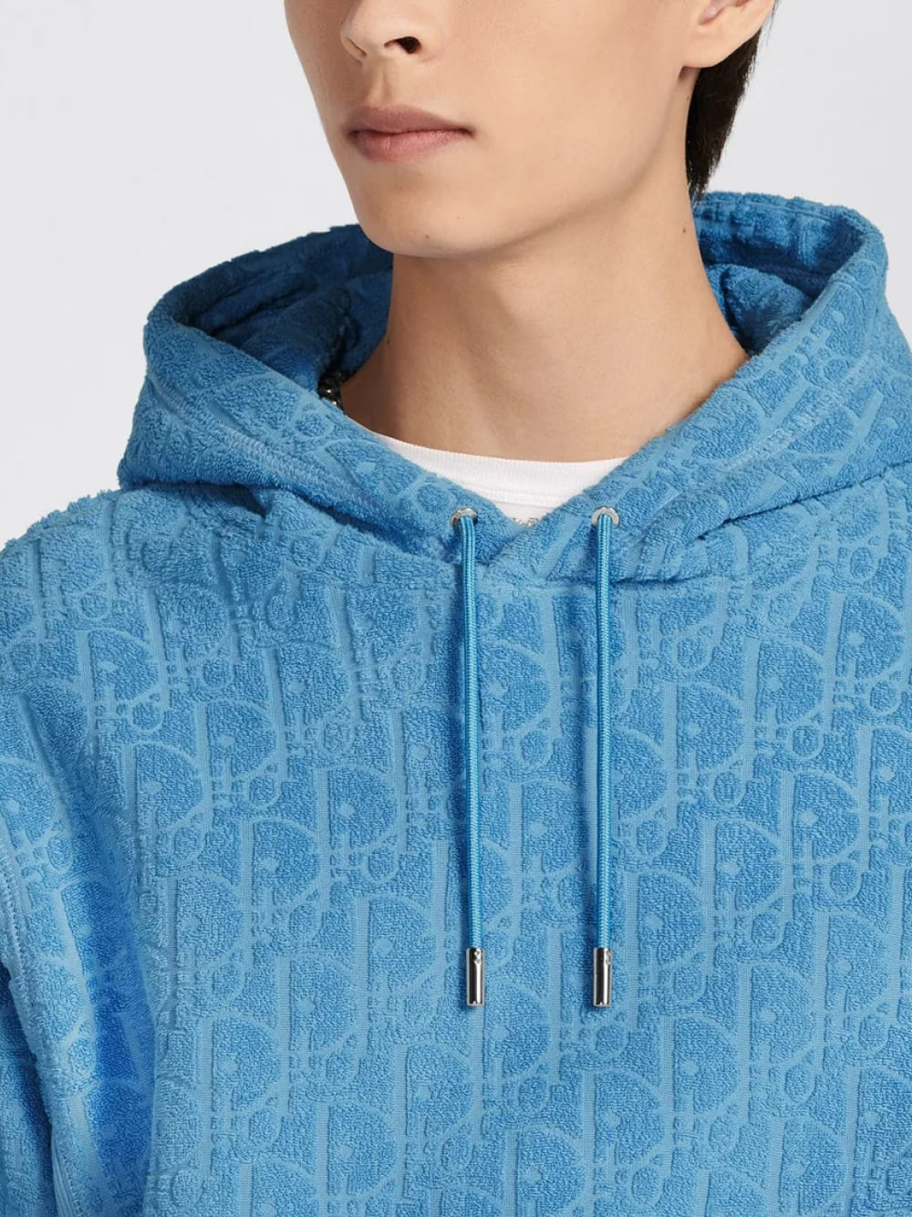 Dior Oblique Hooded Sweatshirt Terry Blue