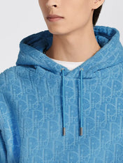 Dior Oblique Hooded Sweatshirt Terry Blue