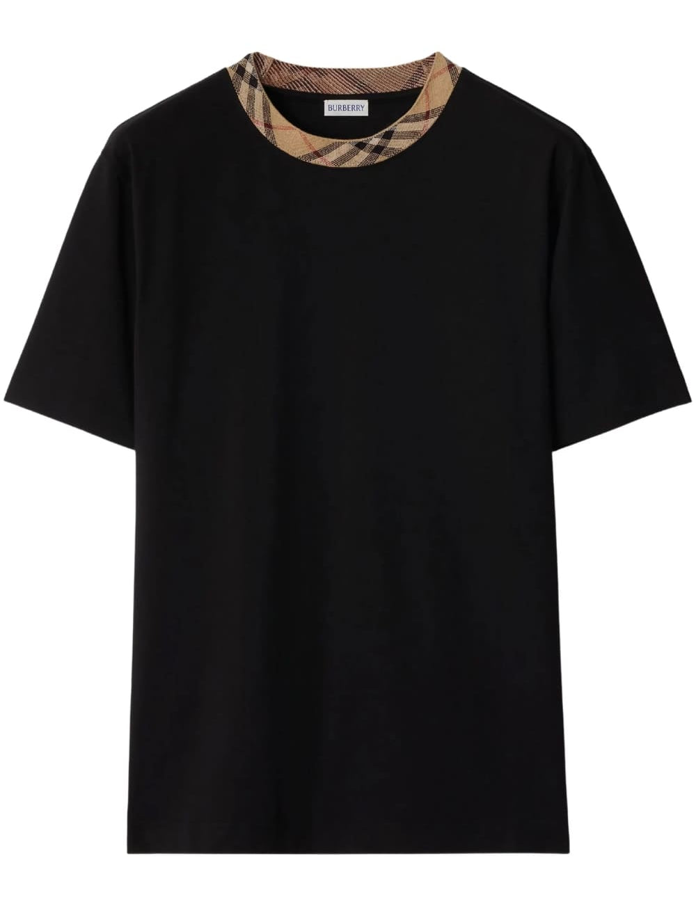 Burberry Check Trim Relaxed Fit Cotton T-Shirt Black