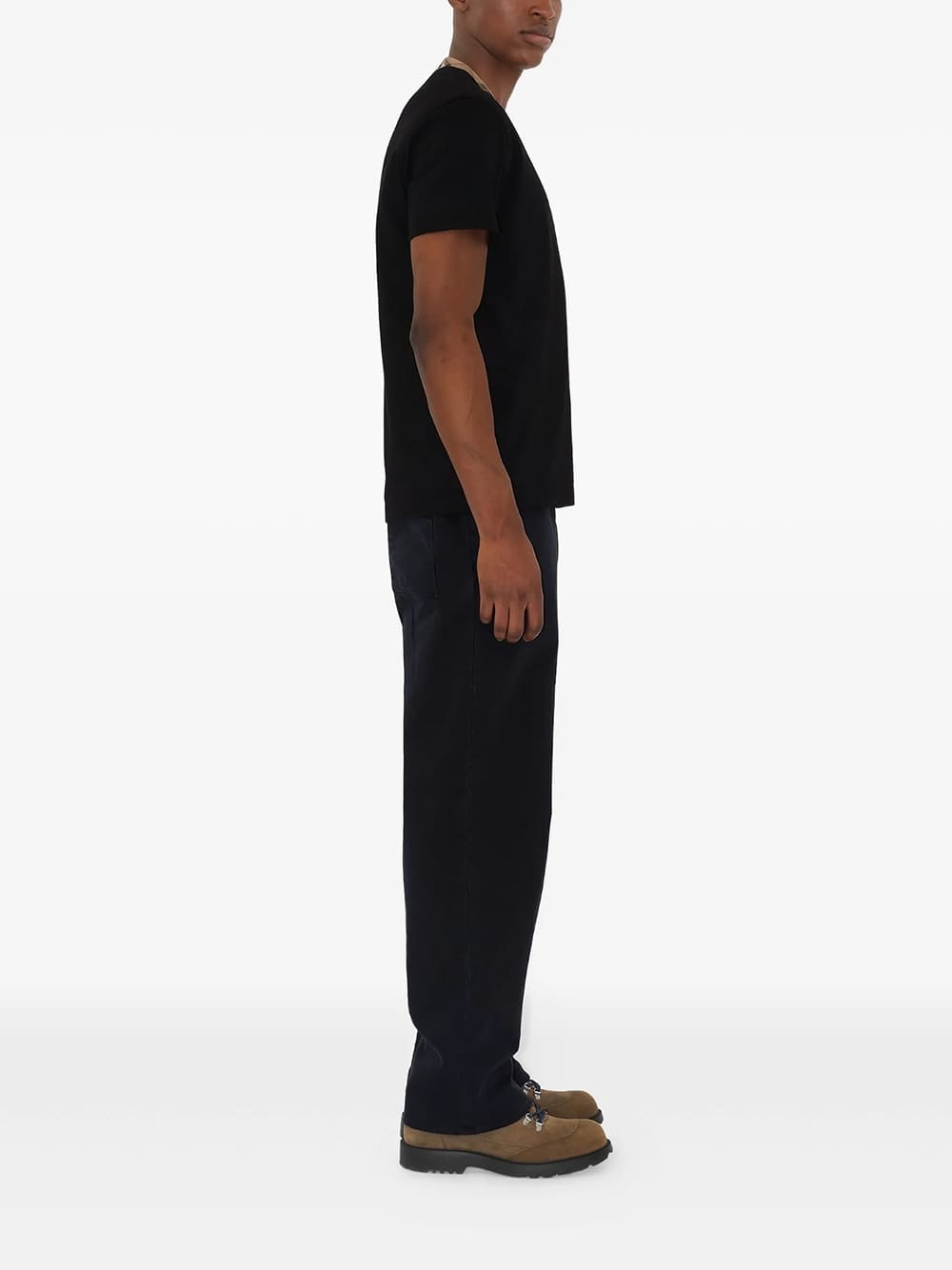 Burberry Check Trim Relaxed Fit Cotton T-Shirt Black