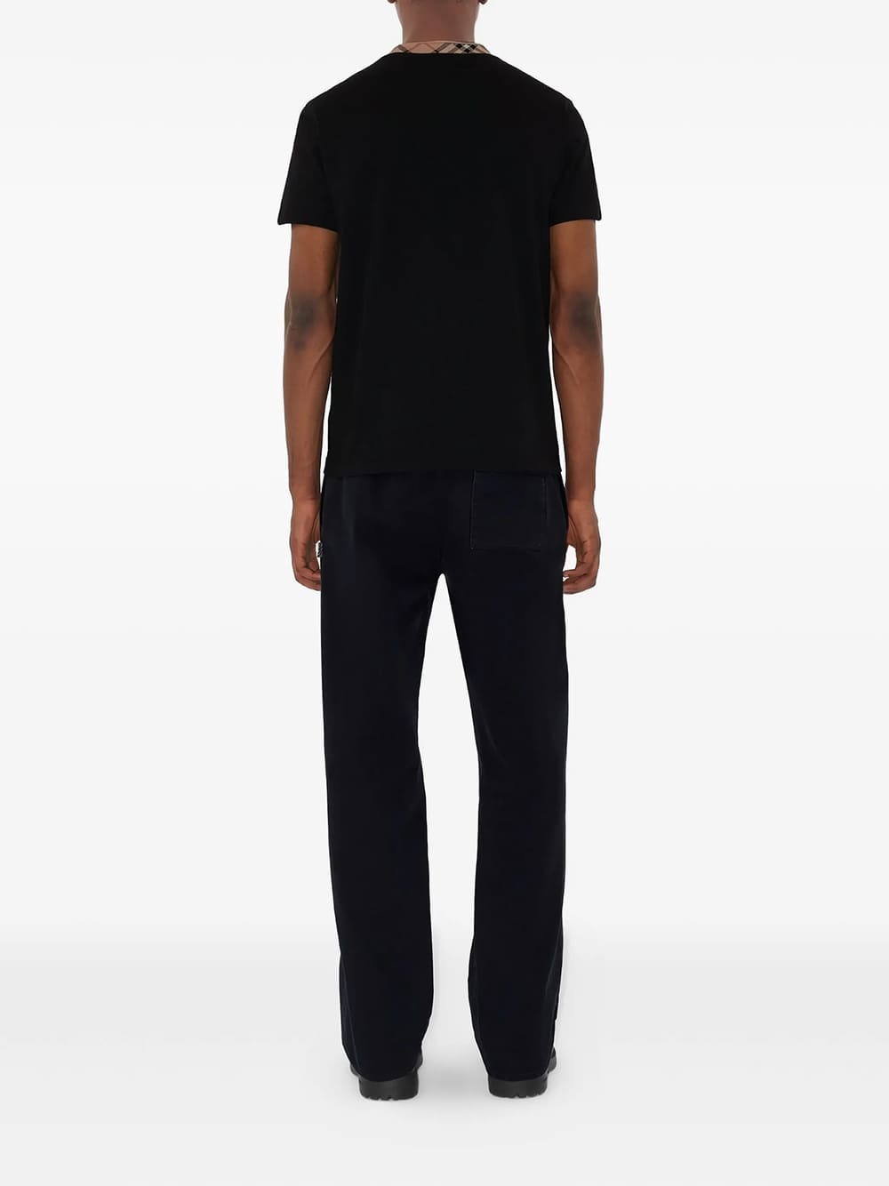 Burberry Check Trim Relaxed Fit Cotton T-Shirt Black
