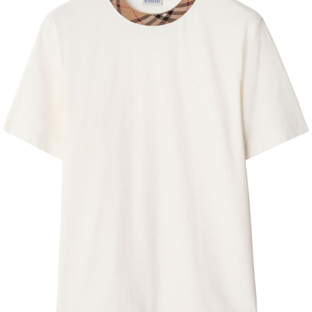 Burberry Check Trim Relaxed Fit Cotton T-Shirt White