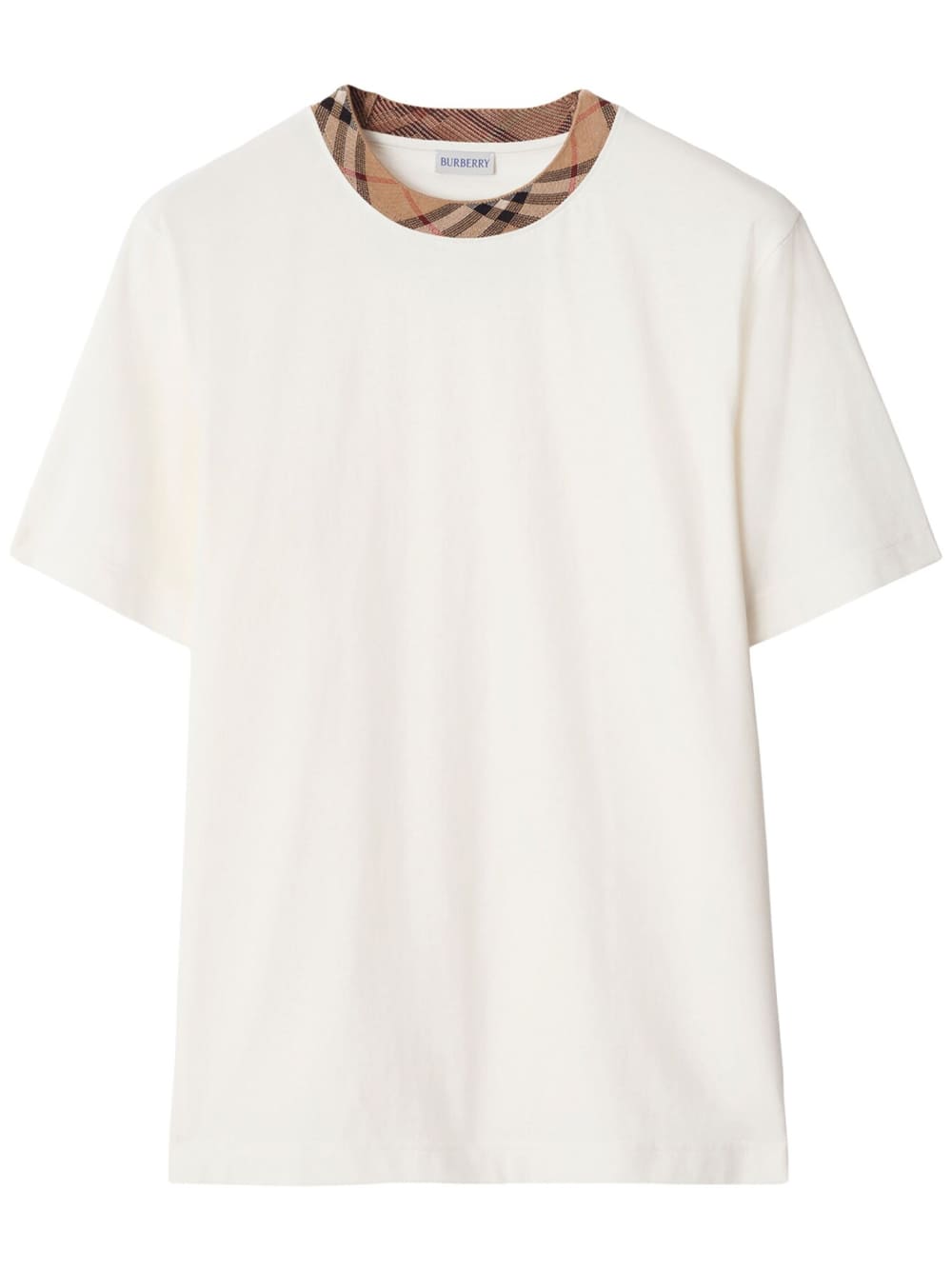 Burberry Check Trim Relaxed Fit Cotton T-Shirt White