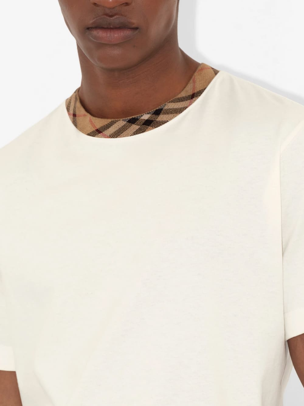 Burberry Check Trim Relaxed Fit Cotton T-Shirt White