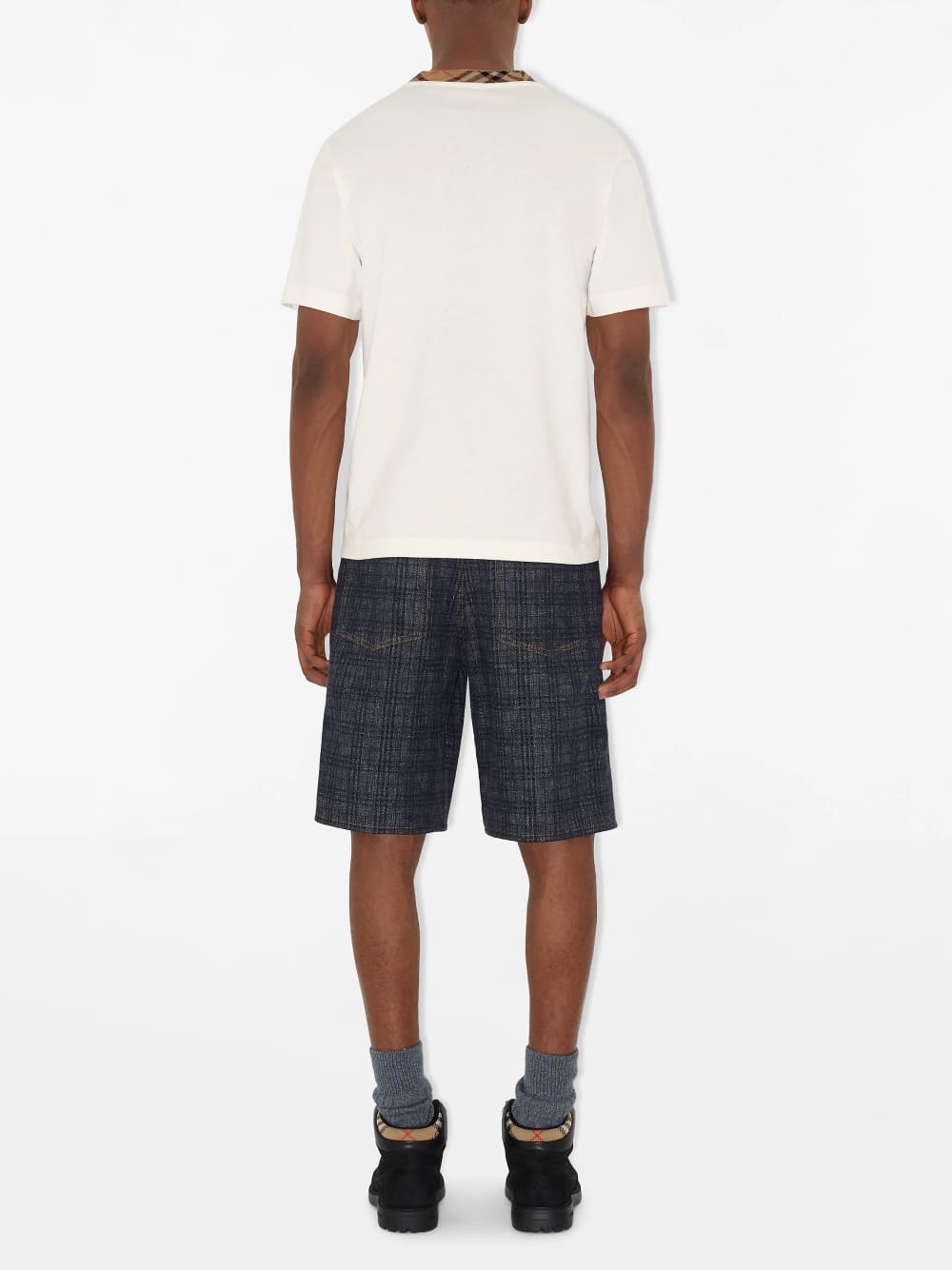 Burberry Check Trim Relaxed Fit Cotton T-Shirt White