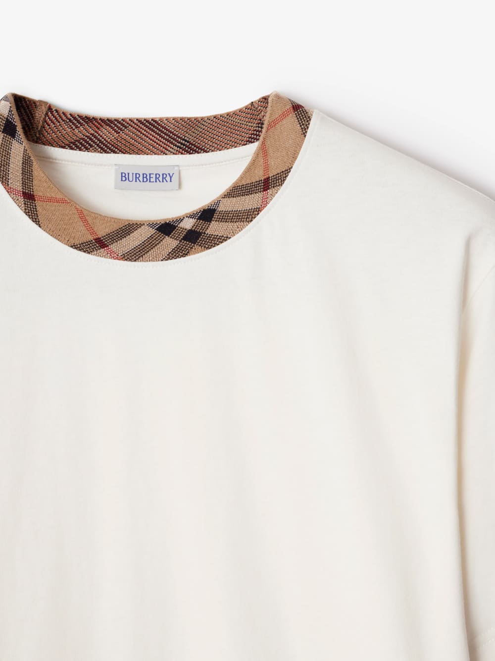 Burberry Check Trim Relaxed Fit Cotton T-Shirt White