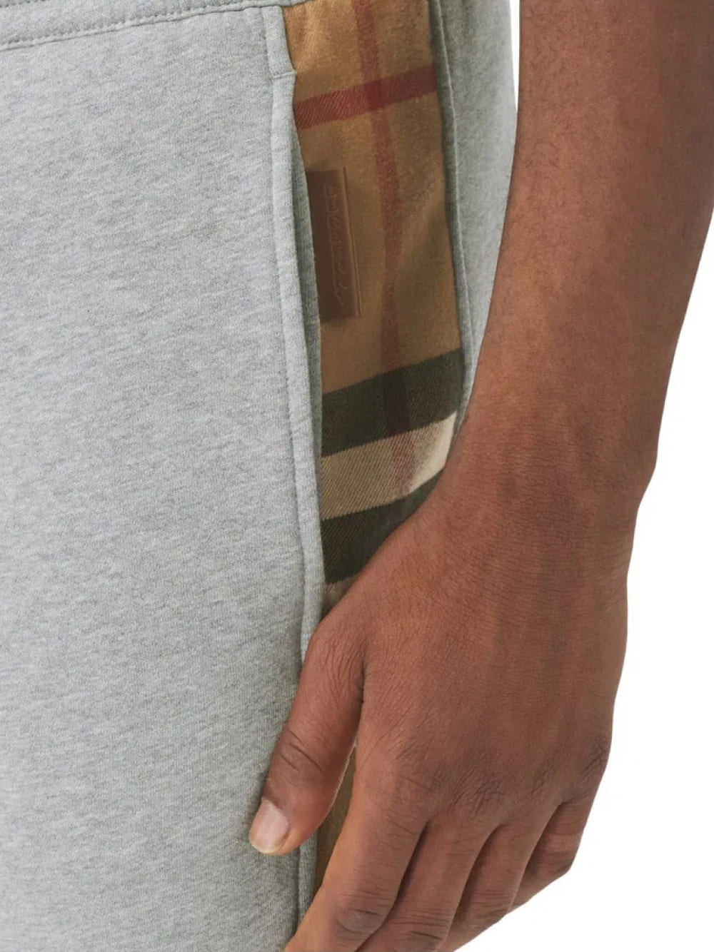 Burberry Check Panel Jogging Pants Camel Gray