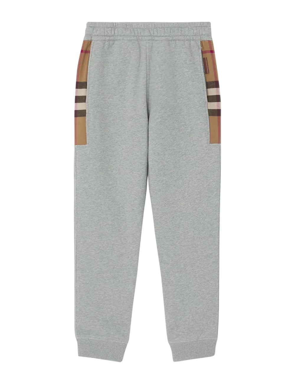 Burberry Check Panel Jogging Pants Camel Gray