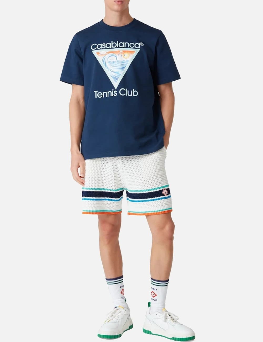 Casablanca Wave Ex Beach Tennis Club Icon T-Shirt Navy