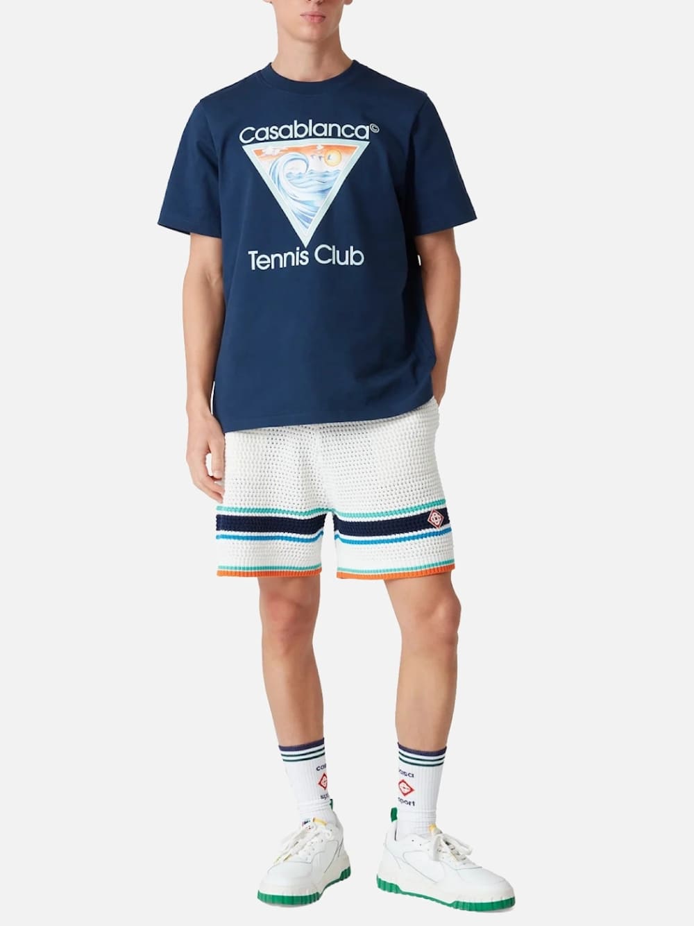 Casablanca Wave Ex Beach Tennis Club Icon T-Shirt Navy