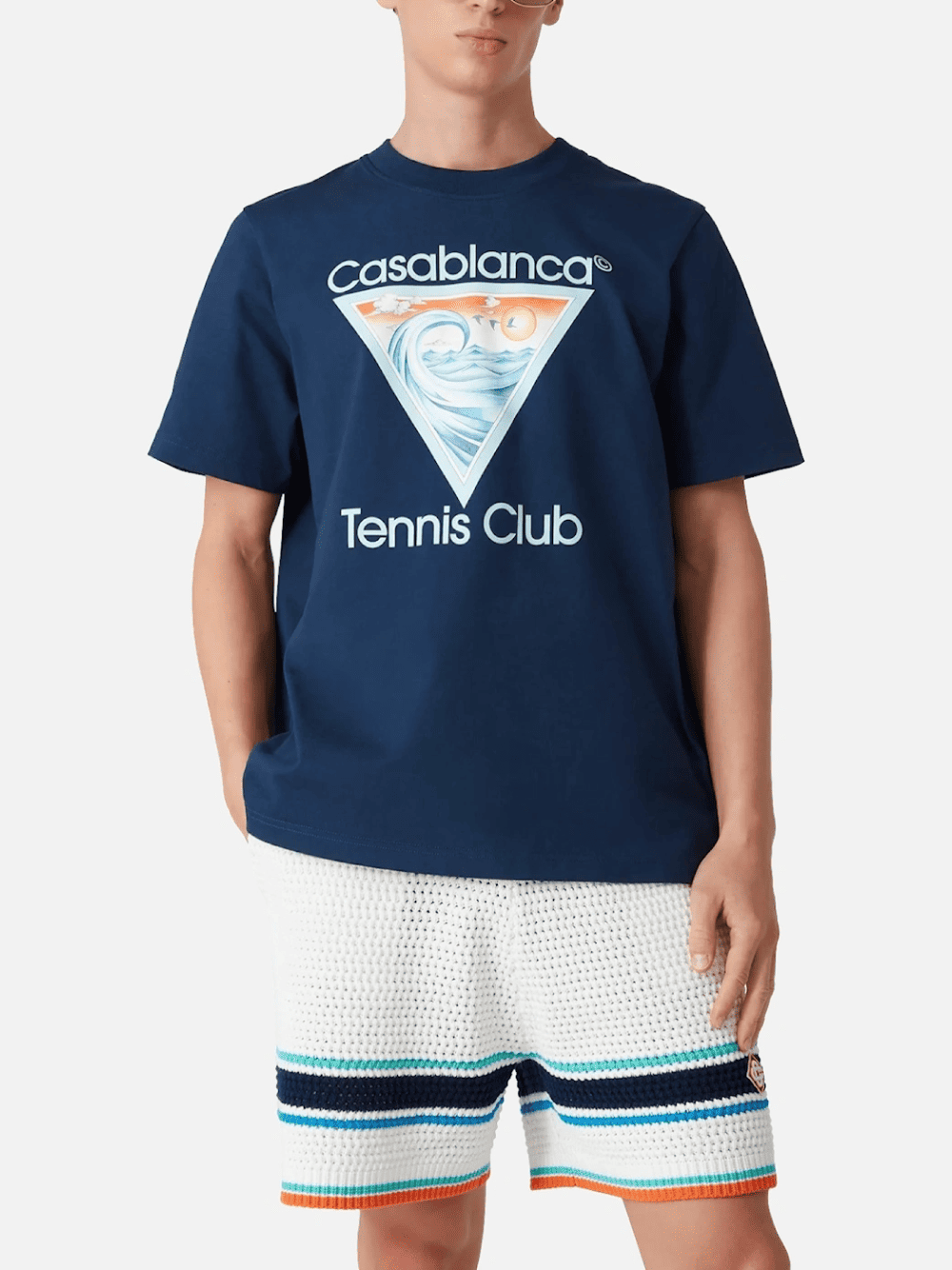 Casablanca Wave Ex Beach Tennis Club Icon T-Shirt Navy