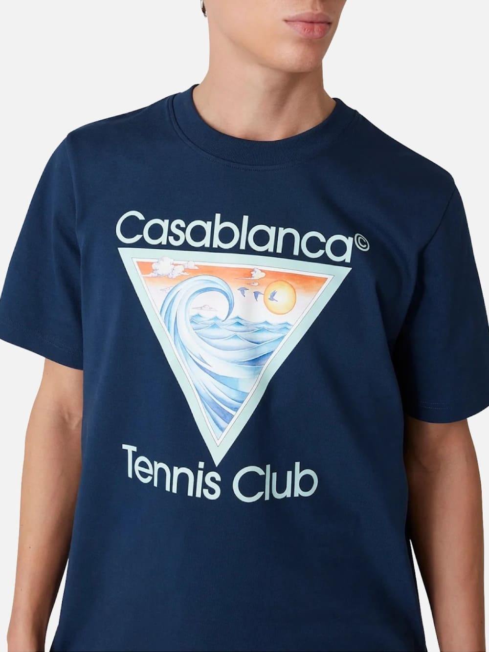 Casablanca Wave Ex Beach Tennis Club Icon T-Shirt Navy