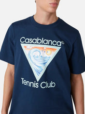 Casablanca Wave Ex Beach Tennis Club Icon T-Shirt Navy