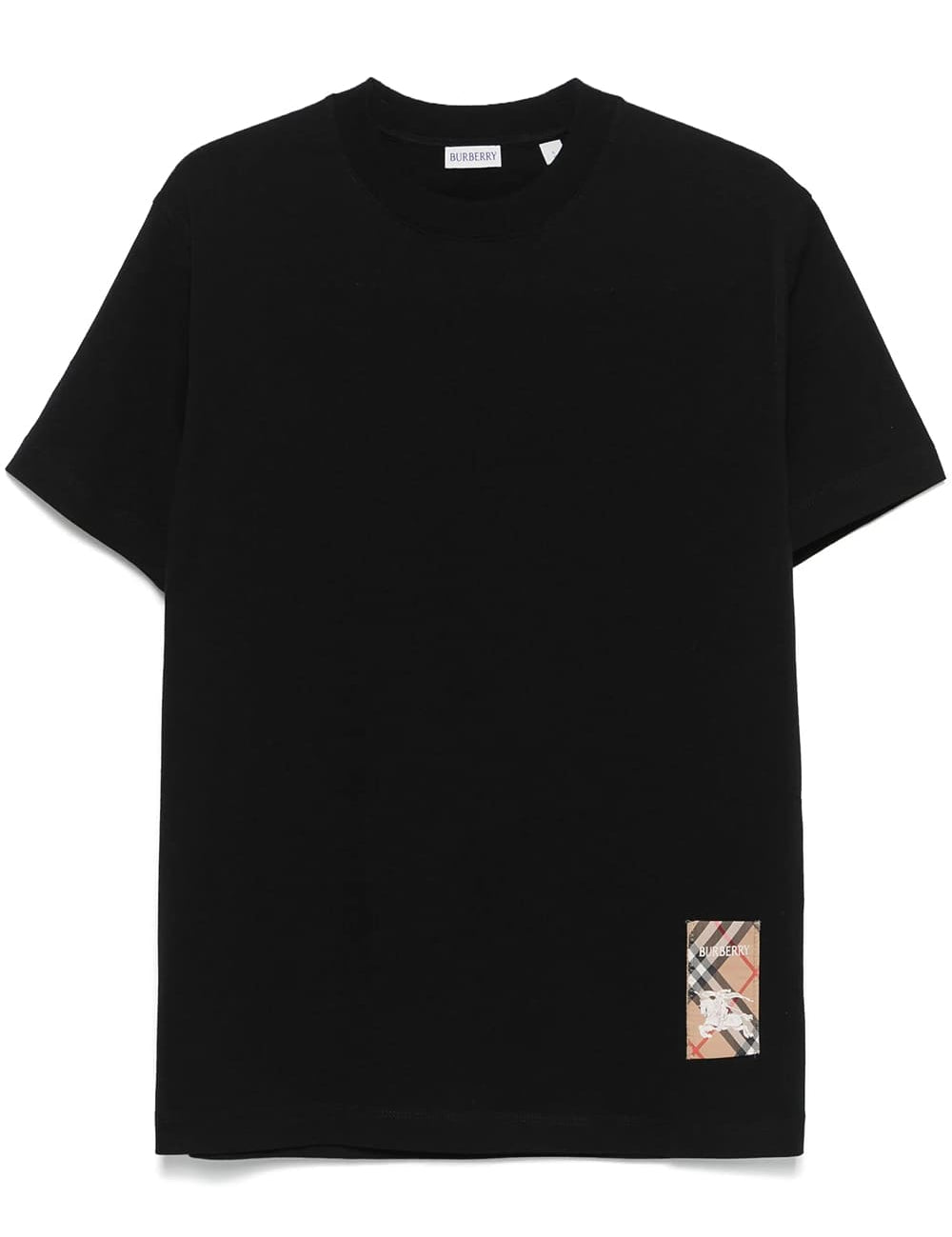 Burberry Check-Logo Patch Cotton T-Shirt Black