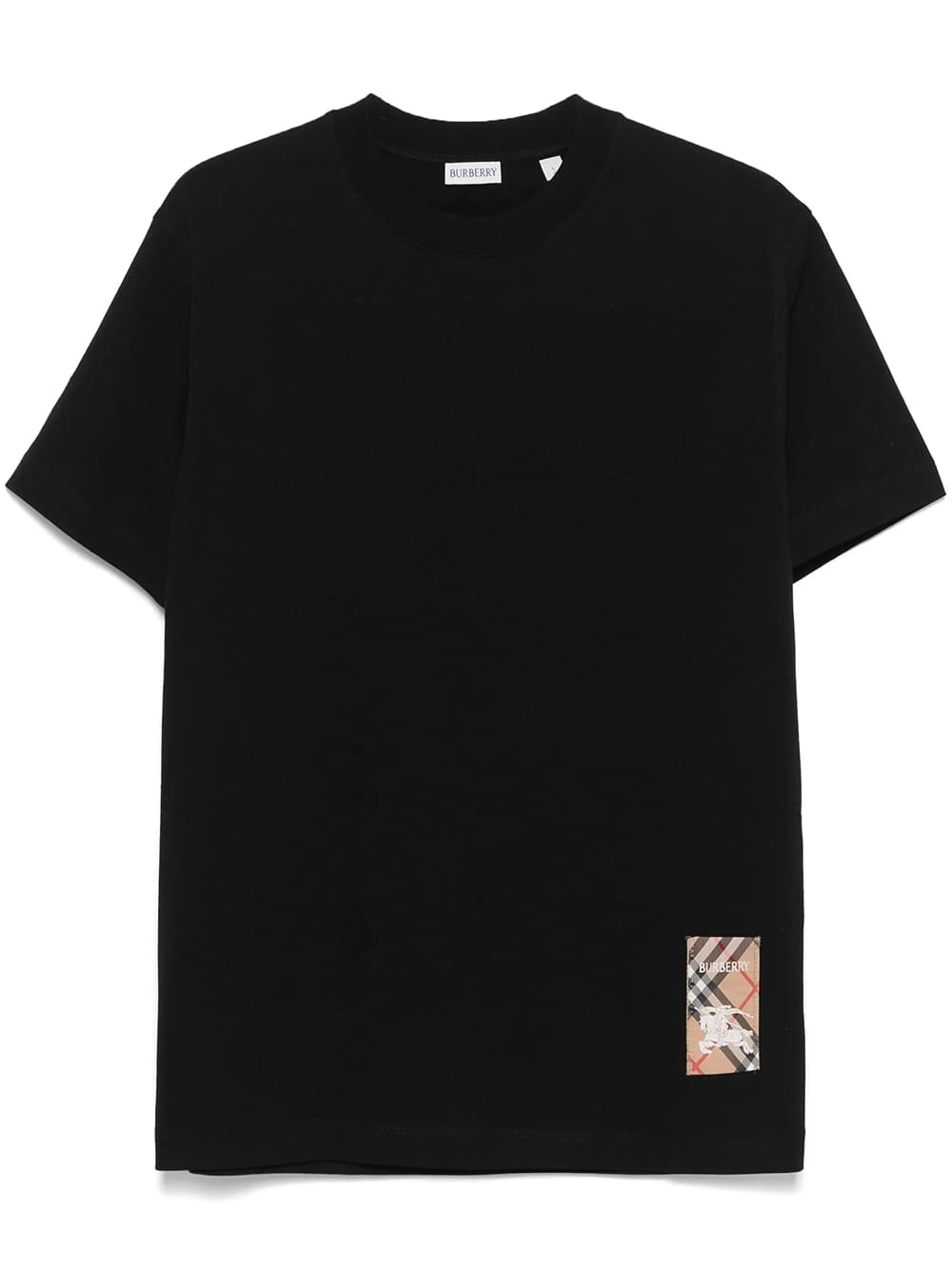 Check Logo Patch Cotton T Shirt