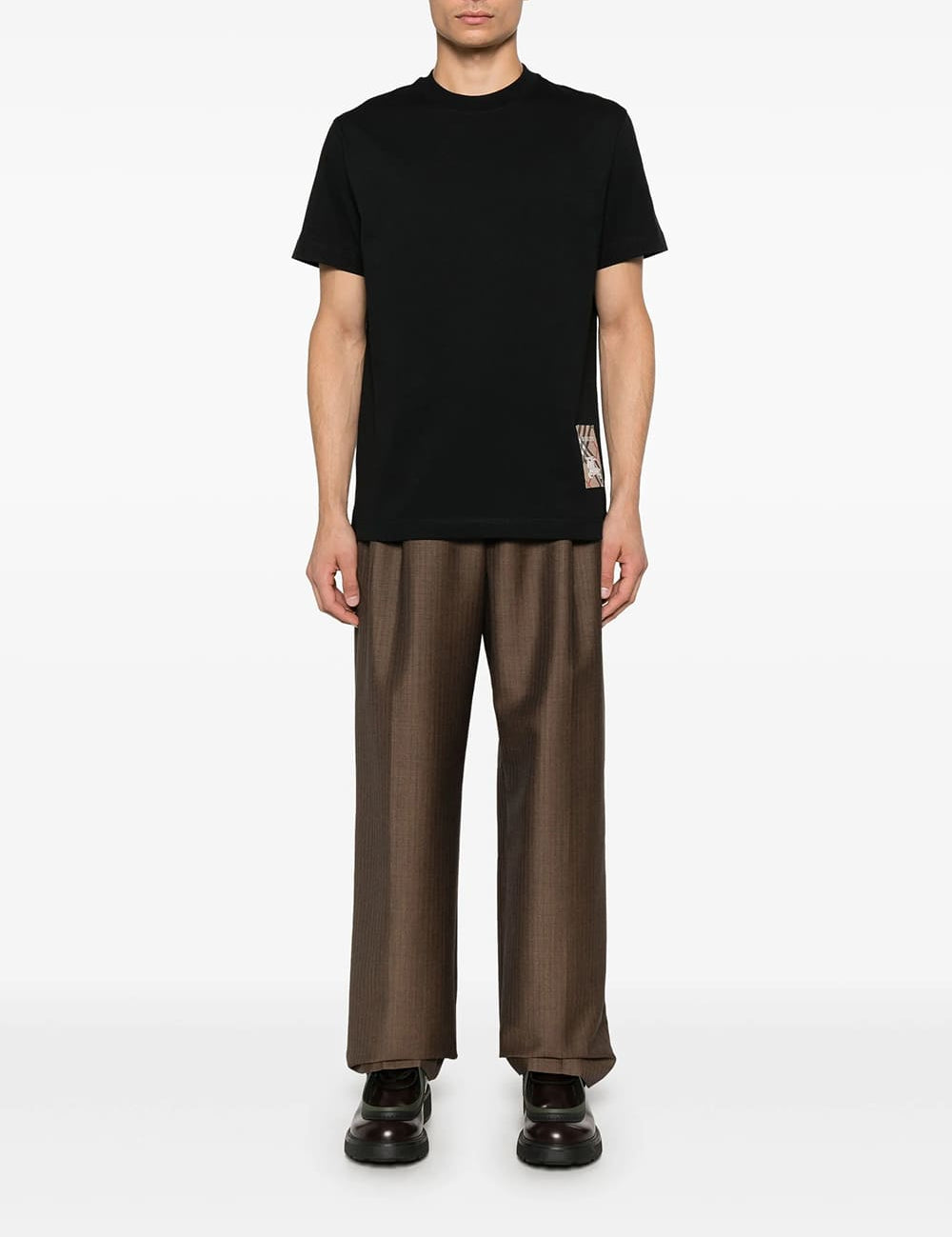 Burberry Check-Logo Patch Cotton T-Shirt Black