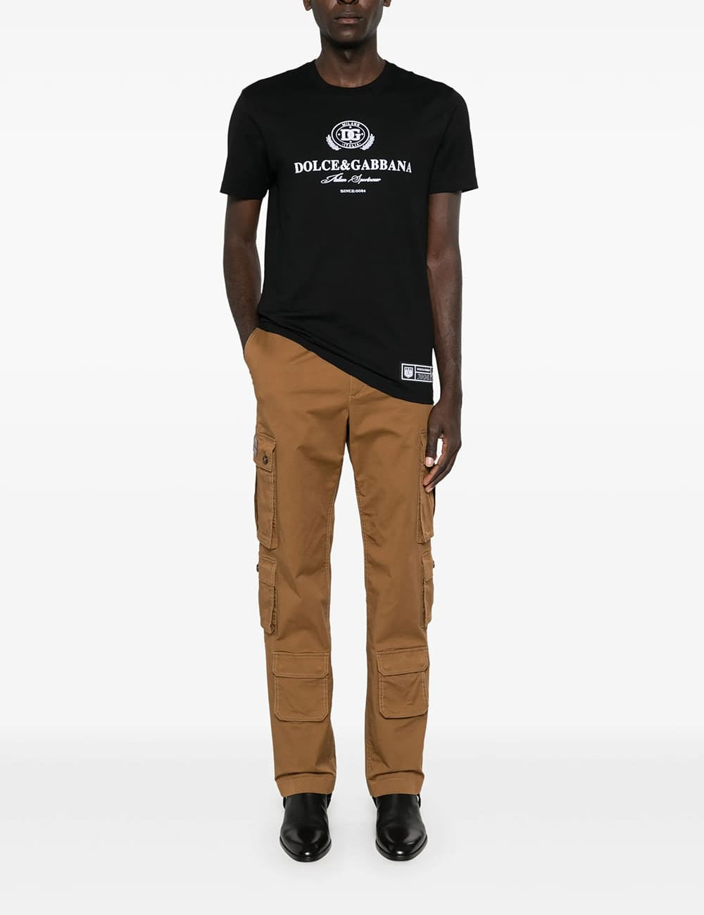 Dolce & Gabbana Italian Sportswear Logo-Print Cotton T-Shirt Black