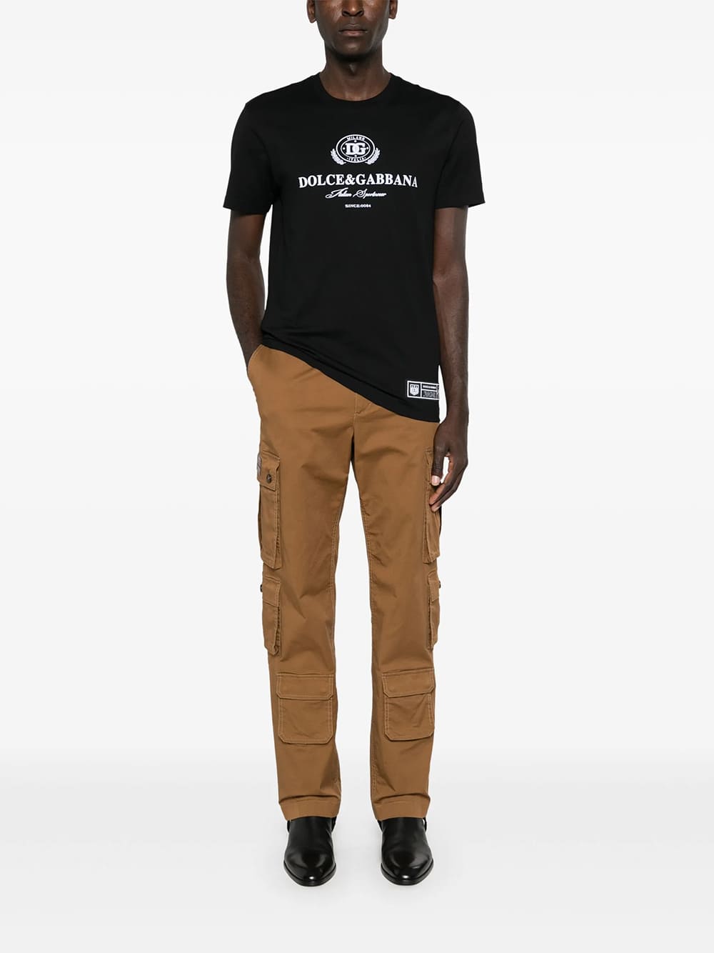 Dolce & Gabbana Italian Sportswear Logo-Print Cotton T-Shirt Black