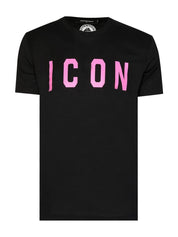 Dsquared2 Pink Icon Logo Print T-Shirt Black
