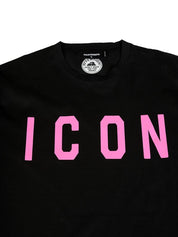 Dsquared2 Pink Icon Logo Print T-Shirt Black