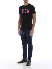 Dsquared2 Pink Icon Logo Print T-Shirt Black
